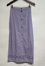 VTG Y2K Maxi Skirt Purple  White Gingham Sz 8 Cottagecore Fairy 90s Grunge Boho