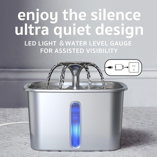 Stainless Steel Pet Fountain, 95oz + Filters - Picture 7 of 11