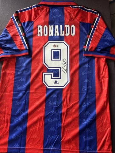 Ronaldo Signed Barcelona HOME Kappa Soccer Jersey BECKETT BAS COA - J13