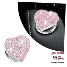 Pink Bling Push Start Button Cover with Rhinestone, Heart Push to Start Button