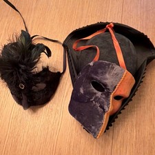 Venetian Carnivale set of 2 original homemade masks, purchased in Venice.