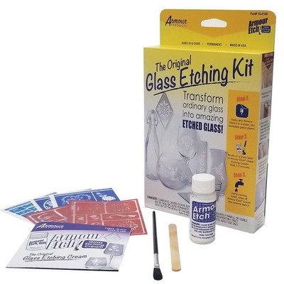 Starter Glass Etching Kit with Rub n etch & Reusable Stencil Assortment