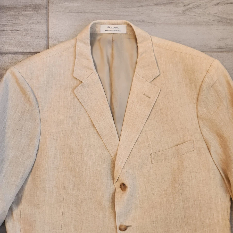 John W. Nordstrom Abrigo Deportivo Hombre 48Largo Arena Crema 100% Italiano Lino Blazer Foto 2 de 4