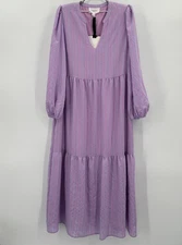 Pomander Place by Tuckernuck Alora Tiered Maxi Dress size XL Purple/Blue Stripe