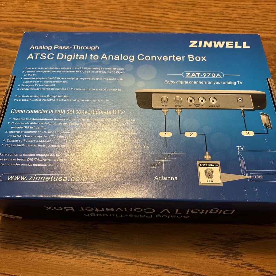 Zinwell Digital TV Converter Box Analog PassThrough ZAT970A NEW eBay