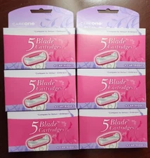 6 Pack CareOne Women's 5 Blade Razor Blade Refills, 5 Blade 4 Cartridges/Pack