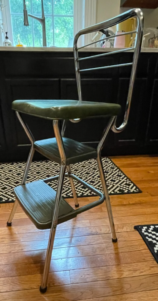 VTG MCM Cosco chrome Kitchen Step Stool Chair Mid Century Modern