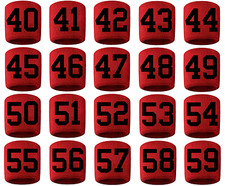 #40-59 Number Sweatband Wristband Football Baseball Basketball Red Black