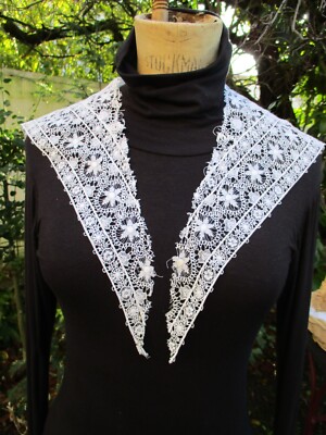 Antique Schiffli Lace Collar (1920) White Cotton ''Navy'' Shape