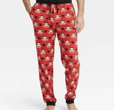 Paul Frank Men's Red Hearts Monkey Comfy Jogger Lounge Pajama Pants S,M,L,XL,XXL