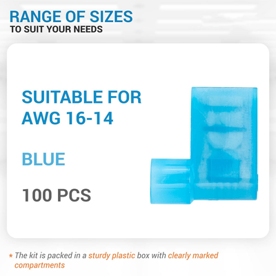 Connettori Terminali 50 Connettori A Bandiera Isolati Molex Blu Per Cavi 16-14 AWG, Terminale Femmina .250 - Perfetti Per Cablaggi Terminali Femmina .250 - Foto 14