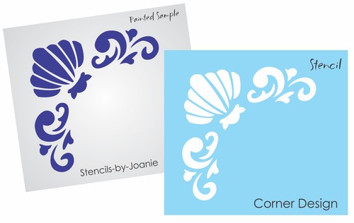 Beach 3.5" STENCIL Seashell Acanthus Swirl Corner Flourish Border DIY Art Signs - Picture 1 of 4