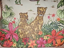 Tropical Leopard Jungle Print Tote Bag Canvas & Faux Leather 14"x10" New w/o Tag