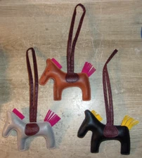 Set Of 3 Faux Leather Rodeo Horse Bag Accessories Charm