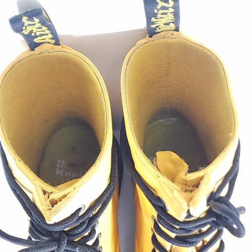 Dr.Martens Drench 8" L9 /M8 Yellow Hincky Smiley Face Rubber Lace Up Rain Boots - Picture 7 of 20