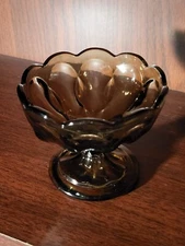 Vintage Indiana Glass Smoked Brown Small Pedestal Compote/Candy/Nut Dishes