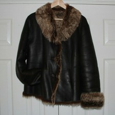 Gerry Weber Leather Fur Lined Coat Short Brown Excell Cond Eu Size 40