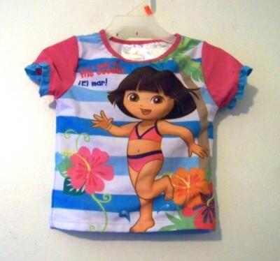 Girls Dora the Explorer Swim Top Rash Guard Size 3T EUC!!!