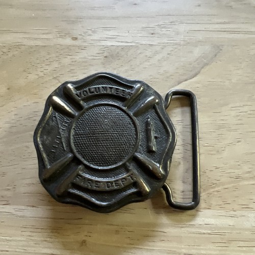 Classic Vintage Volunteer FIRE DEPT Firefighter Ladder Metal Belt Buckle 1970's
