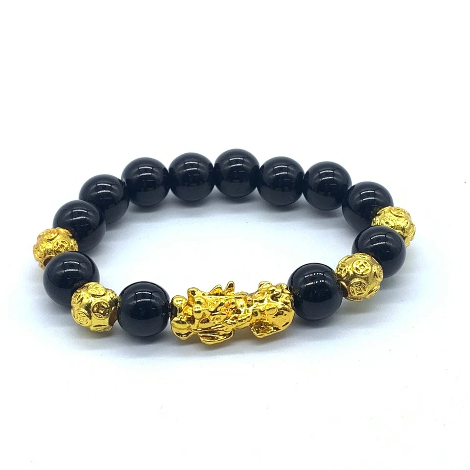 Pulsera 2 piezas Feng Shui 10 mm Cuentas Negras Dragón Pi Xiu Pi Yao Única Atraer Suerte Foto 2 de 4