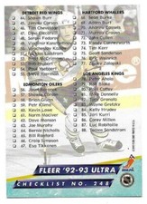 JAROMIR JAGR CHRIS CHELIOS 1992-93 FLEER ULTRA CHECKLIST #248 NM-MT+CONDITION