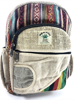 Himalayan Hemp THC Free Multi Color Handmade 13''W x 10''H Backpack NWT