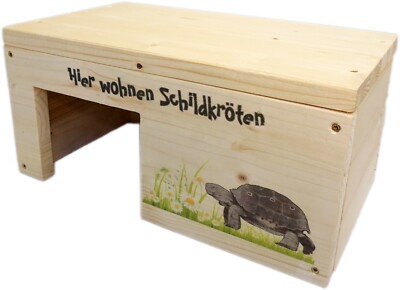 Schildkrötenhaus 35x20x17cm S Terrarium Schutzhaus mit Motiven & Holzlasur NEU