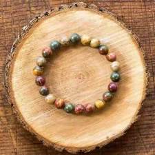 Handmade Natural Red Creek Jasper 8mm Beads Crystal Healing Reiki Bracelet