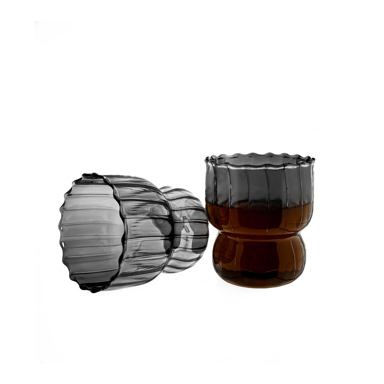 Современный безделушечный стеклянный стакан из боросиликатного стекла Schwarz объемом 300 мл с рифлением