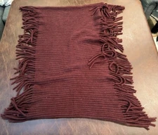 Akira One Size Ribbed Burgundy Infinity Acrylic Knit Scarf with Fringe