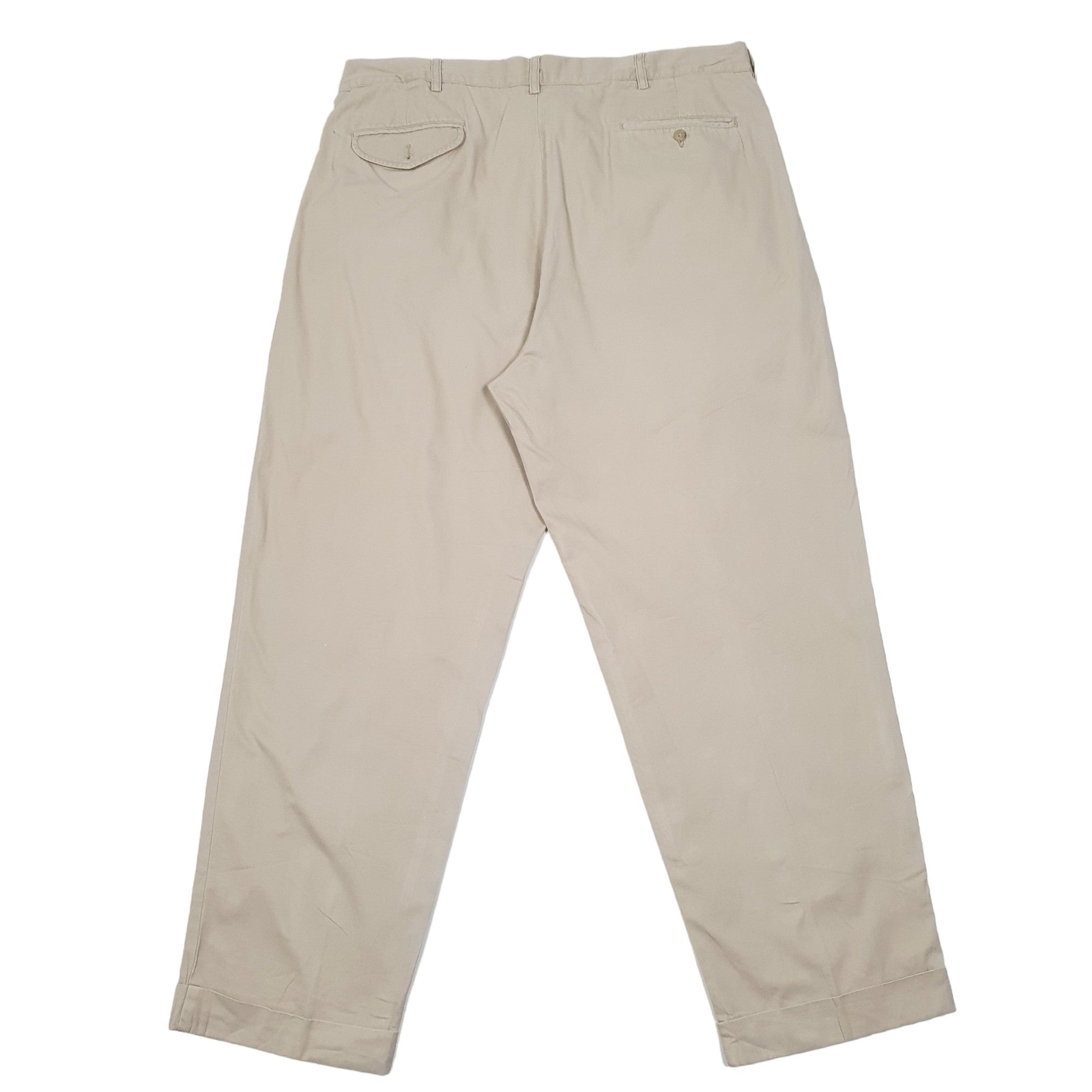 POLO RALPH LAUREN Double Pleated Vintage 90s Chino Trousers Cotton Beige W38 L30 image 3
