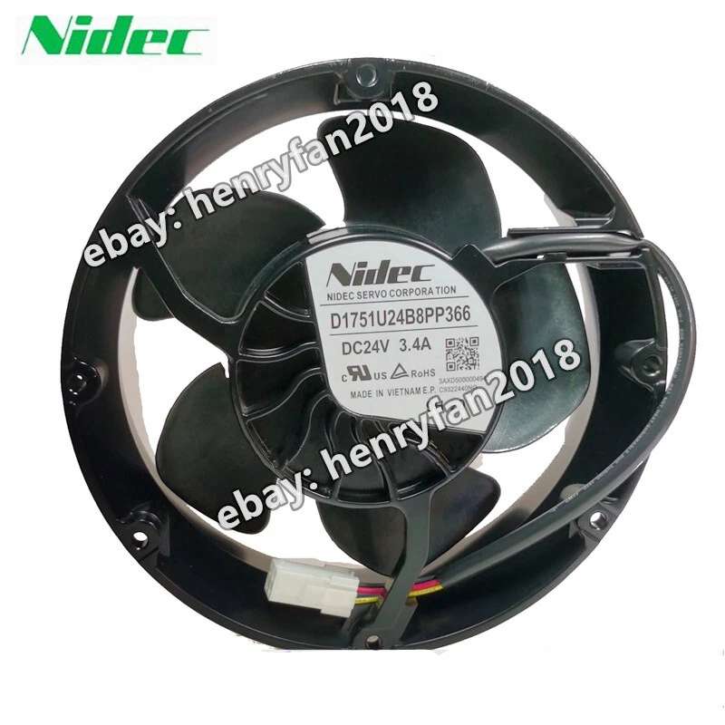 Nidec SERVO D1751U24B8PP366 DC 24V 3.4A 172*172*51MM 4Pin Inverter Cooling Fan - Image 2 of 4