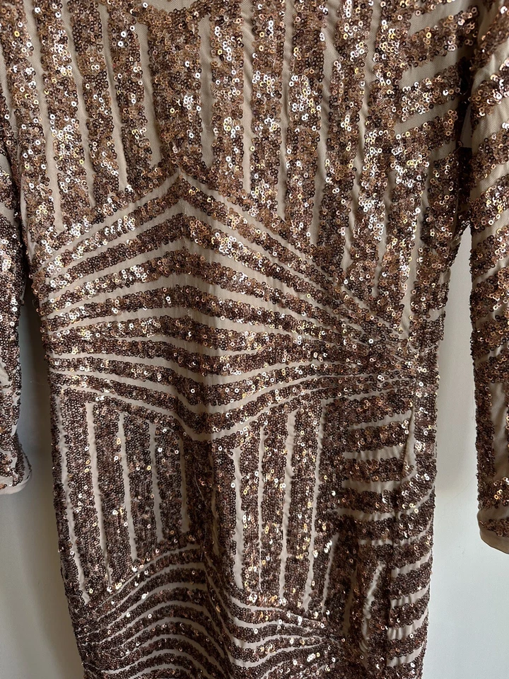 Vestido Pullover Forever 21 Dorado Bronce Lentejuelas Body Con Sexy Caliente Fiesta Cóctel Foto 3 de 4