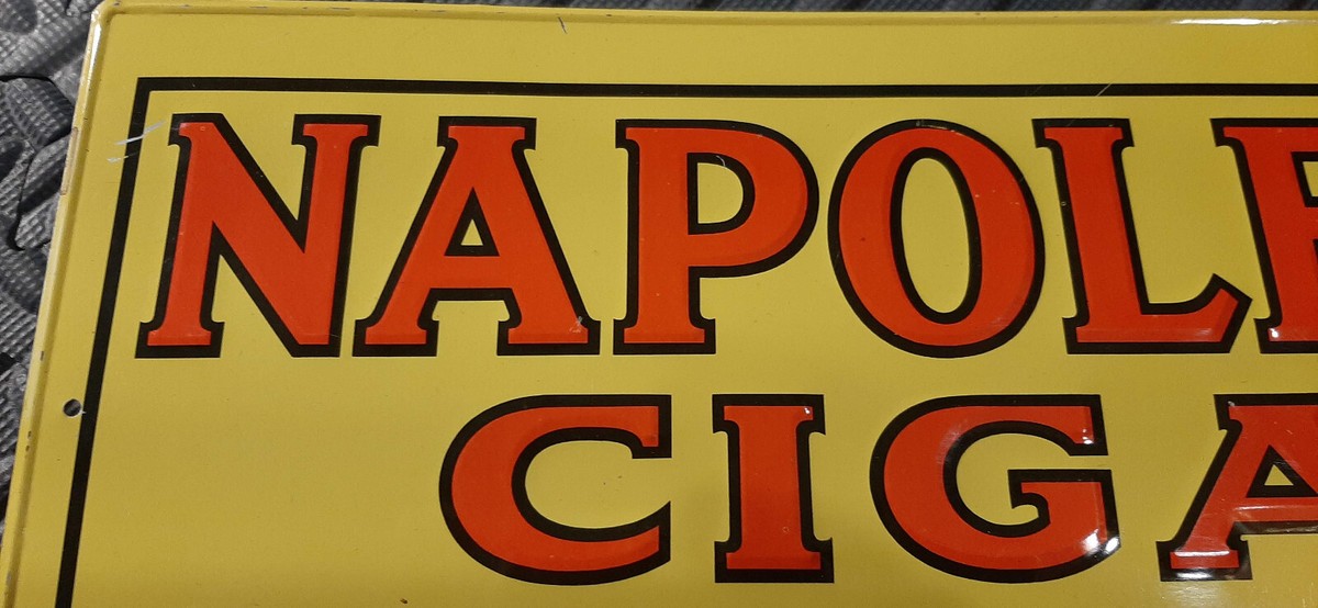 AUTHENTIC NAPOLEON 10 CENT CIGAR TIN EMBOSSED SIGN 100% ORIGINAL