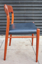 Vintage Danish Teak Niels Moller model 75 chair upholstered in navy leather