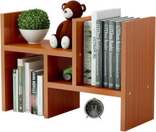 Desktop Organizer Office Storage Rack Adjustable Wood Display Shelf Counter Top 