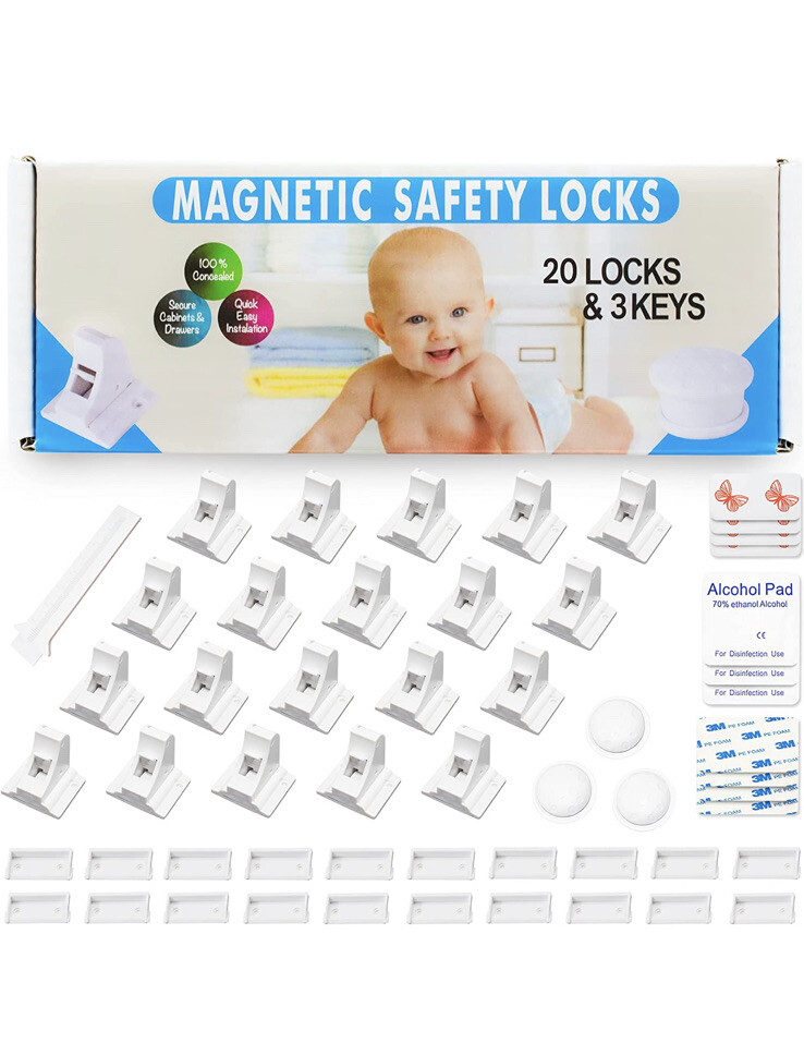 Magnetic Cabinet Drawer Safety Latches Locks For Babies Toddlers 20 Locks 3 Keys
