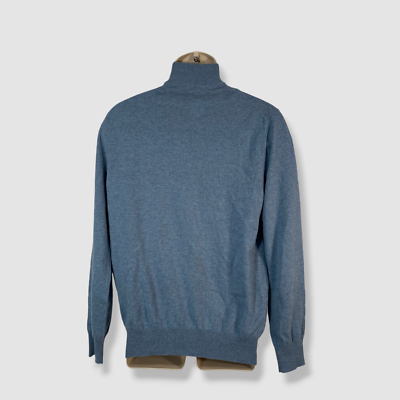$1295 Ermenegildo Zegna Men Blue 1/4 Zip Cashmere Mock-Neck