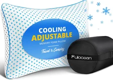 Small Cooling Shredded Memory Foam Pillow for Travel & Camping, Compressible Adj