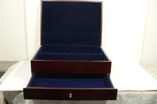 1 Storage Chest w/ Blue Felt 10 Slots & 12 Knife Slots + Drawer 14-1/2" x 10-3/4