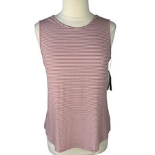 Jones  Co New York Sleeveless Blouse Tank Top Pink White Stripes Size Large New