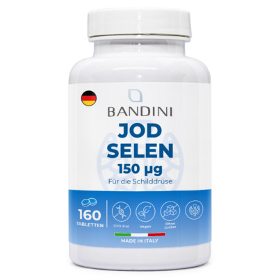 Bandini  Jod + Selen 150 mcg 160 Tabletten, Hochwertige Selenium: L-Methionin