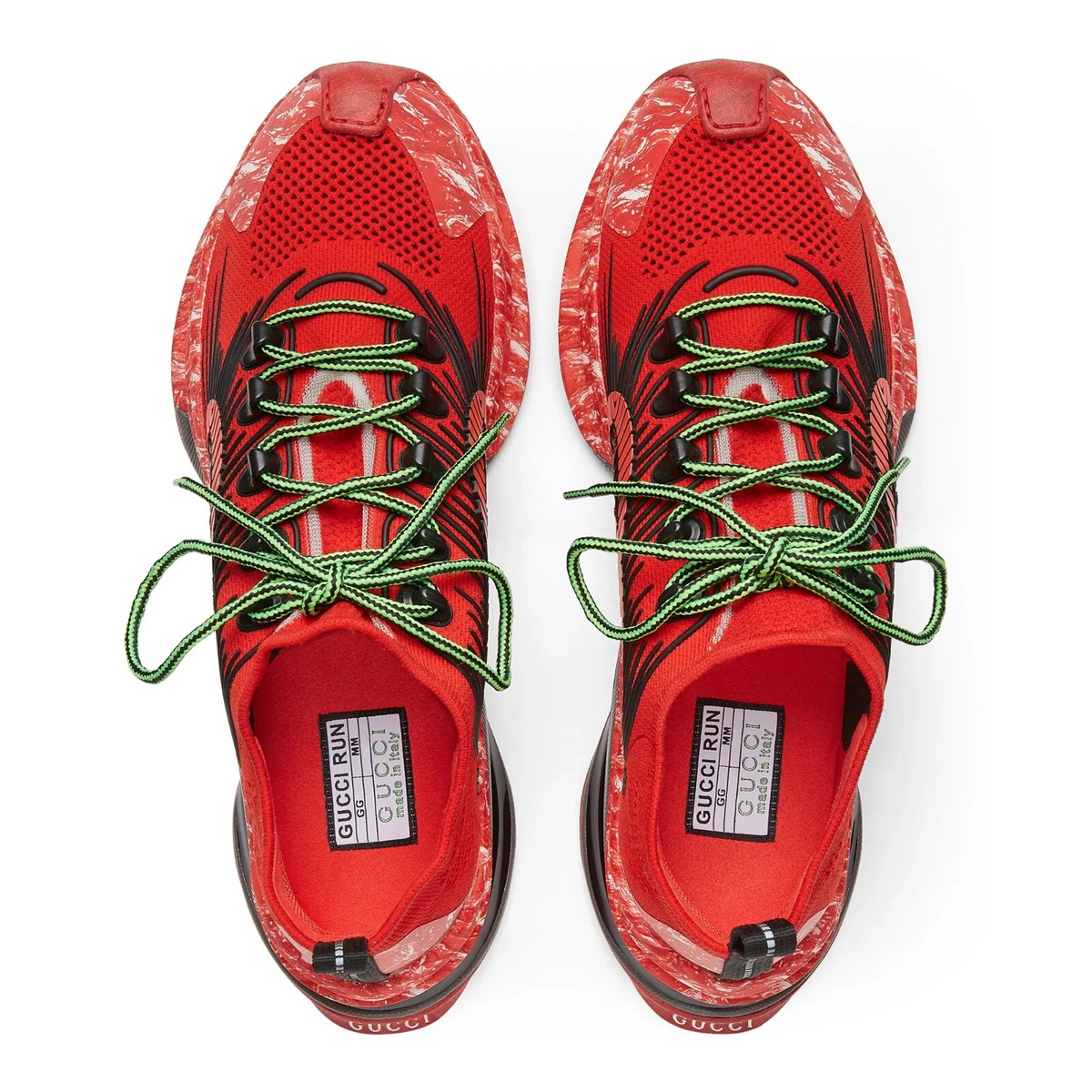Gucci Z3104 Mens Red Fabric Wave Running Sneakers Size Gucci