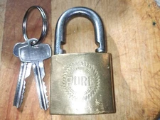 Vintage Brass Best PURE OIL COMPANY Lock with 2 Keys