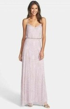Adrianna Papell Beaded Chiffon Blouson Gown Sz 8 Violet