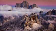 Landscape nature clouds mountains sunset pink rocks mist Custom Gaming Mat Desk