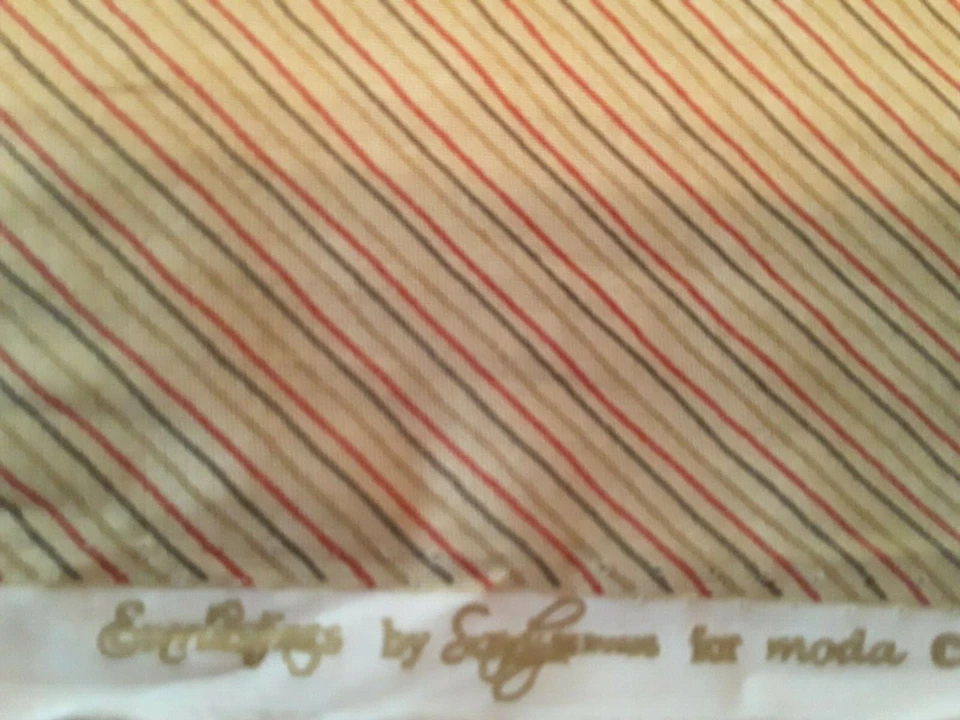 Moda Everlastings Sandy Gervais Fabric Tan Red Brown Stripes 44 x 2 Yds 17691 - Image 4 of 4