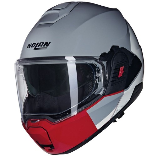 Casco Modulare Nolan N120-1 GRAFO 349 Grigio / Bianco / Rosso - Foto 4 di 4