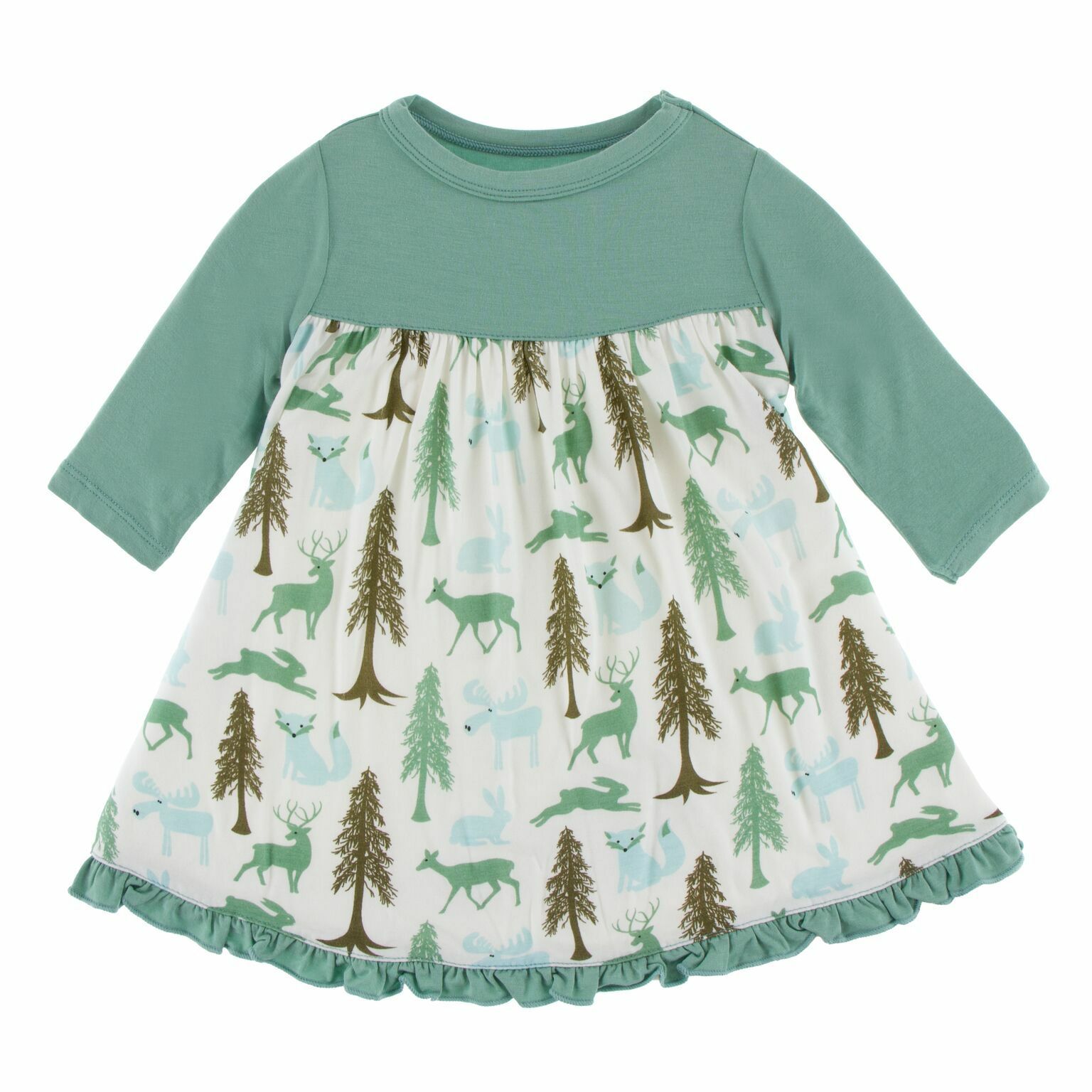 NWT! KICKEE PANTS CLASSIC SWING DRESS IN NATURAL WOODLAND HOLIDAY