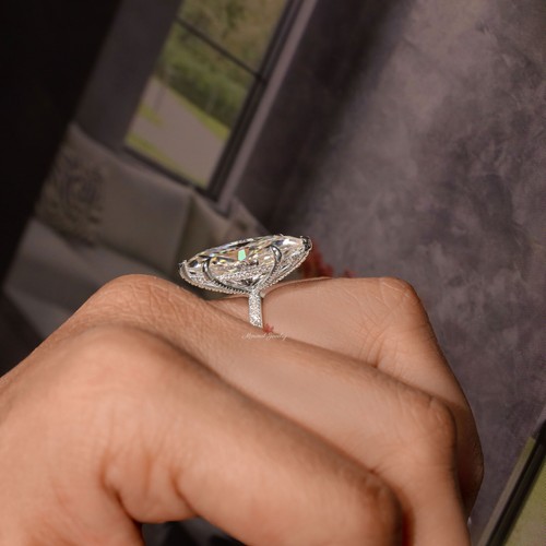 14k White Gold 7.5 CT Marquise Cut Moissanite Solitaire Engagement Ring - Picture 5 of 9